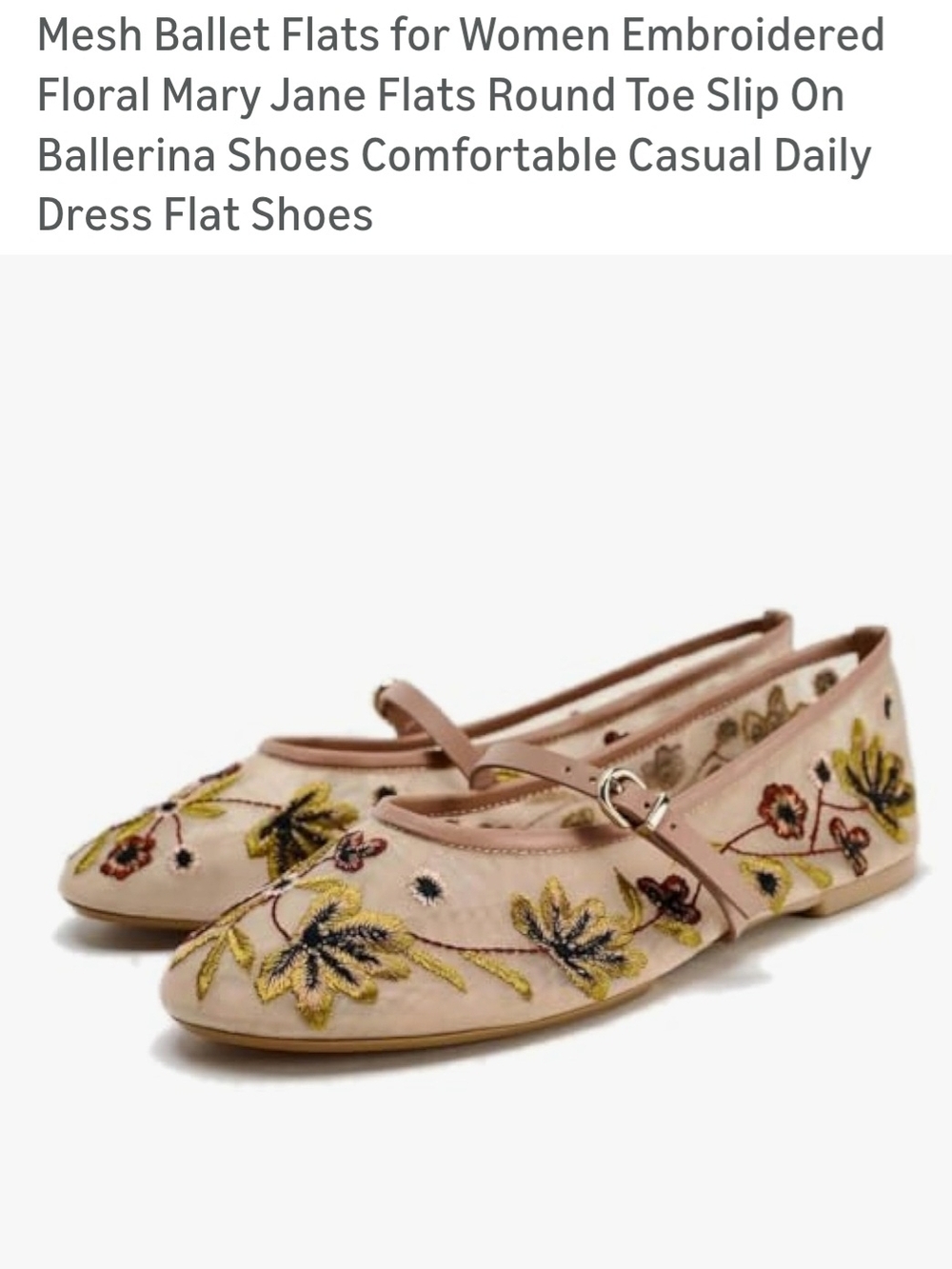 ZARA Floral Embroidered Mary Jane Flats